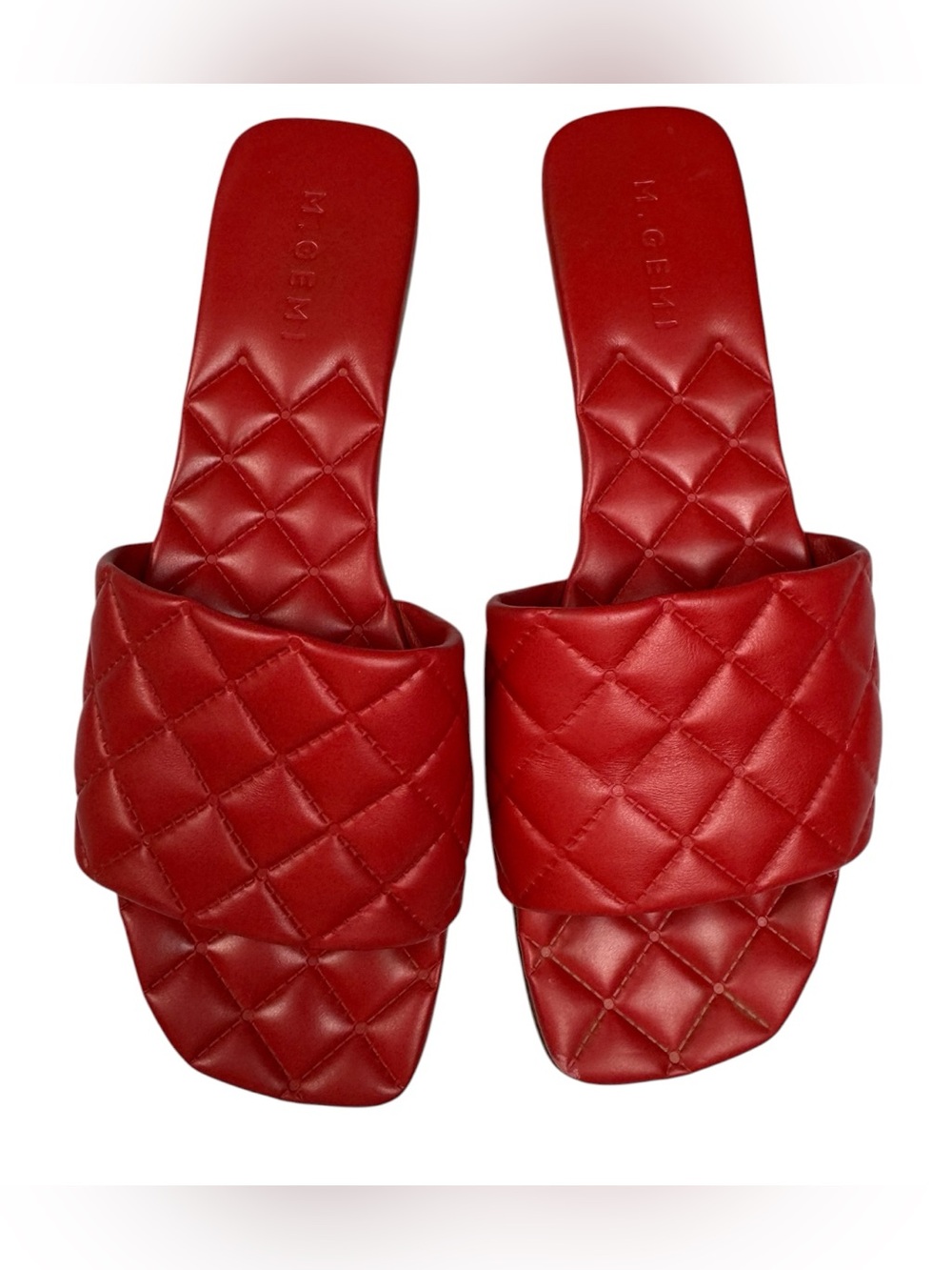 M.Gemi red leather quilted slide sandals 40.5